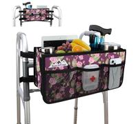 supregear Panier Pliable pour Déambulateur avec Porte-Gobelet, Sac de Rangement Grande Capacité, Sans Effort pour Seniors, Non Compatible Rollator, Fleurs Violet