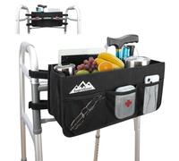supregear Panier pour Déambulateur Pliable avec Porte-Gobelet, Sac de Rangement Grande Capacité, Mains Libres pour Seniors, Non Compatible Rollator, 42 x 14,2 x 19,3 cm, Noir