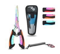 supregear Pince de Pêche, Outils en Acier Inoxydable Multicolore avec Anneau Fendu, Extracteur D'hameçons, Coupe-Ligne, Étui, Cordon, Équipement de Pêche Résistant à l'eau Salée