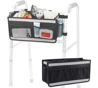 supregear Sac de Rangement pour Déambulateur, Grand Panier avec 4 Poches en Filet et Bandes Réfléchissantes, Fixation Auto-Agrippante, Sac Rollator pour Seniors et Mobilité Réduite (Noir)