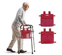 supregear Sac Latéral pour Déambulateur, Panier de Rangement Résistant à l'eau pour Déambulateurs Pliants, Transport Léger Mains Libres, Accessoire Universel pour Seniors, Rouge