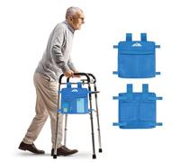 supregear Sac Latéral pour Déambulateur, Panier de Rangement Résistant à l'eau pour Déambulateurs Pliants, Transport Léger Mains Libres, Accessoire Universel pour Seniors, Bleu