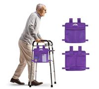 supregear Sac Latéral pour Déambulateur, Panier de Rangement Résistant à l'eau pour Déambulateurs Pliants, Transport Léger Mains Libres, Accessoire Universel pour Seniors, Violet