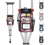 supregear Sac pour Béquilles, Sac de Rangement de Grande Capacité avec Porte-Gobelet et Poches Multiples, Imperméable pour Béquilles Sous le Bras, Floral Violet