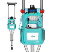 supregear Sac pour Béquilles, Sac de Rangement de Grande Capacité avec Porte-Gobelet et Poches Multiples, Imperméable pour Béquilles Sous le Bras, Cyan