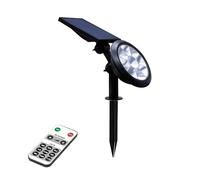 Suprema, Spot de jardin, piquet solaire RGB avec capteur crépusculaire, panneau orientable, télécommande incluse, IP65, autonomie 6-12 heures