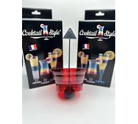 Suprême Cocktail - Appareil à Irish Coffee Rouge | Machine à Cocktail Design | Verre Cocktail Effet Cascade | Cadeau Bar & Maison