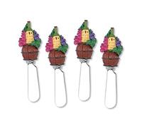 Supreme Housewares Lot de 4 tartineurs à fromage en résine peinte à la main avec lames en acier inoxydable pour tartiner du fromage à la crème, du beurre, de la confiture ou du sandwich