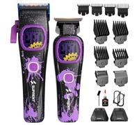SUPRENT Ensemble de tondeuse professionnelle pour hommes - sans fil, avec un trimmer à espace zéro, un moteur puissant, des lames revêtues de titane et des stations de charge.