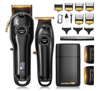 SUPRENT Pro Ensemble tondeuse à cheveux et tondeuse professionnelle avec rasoir en aluminium, tondeuse de barbier professionnelle pour homme