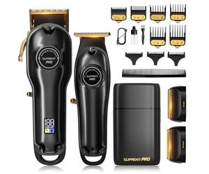 SUPRENT Pro Ensemble tondeuse à cheveux et tondeuse professionnelle avec rasoir en aluminium, tondeuse de barbier professionnelle pour homme