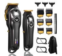 SUPRENT Tondeuse à Cheveux Professionnelle Homme-Kit de Coupe de Cheveux | Tondeuse à Lame en T Zero Gap, Ensemble de Tondeuse de Barbier Sans fil Avec écran LED-Noir