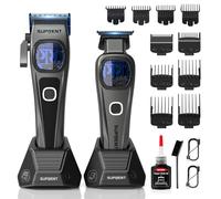 SUPRENT Tondeuse à cheveux professionnelle pour homme - Lame fade revêtue de titane - Lame en T réglable Zero-Gap - 5 niveaux de longueur - Peignes de guidage magnétiques - Batterie 2500 mAh et