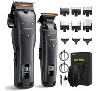 SUPRENT Tondeuse Cheveux Hommes, Tondeuse à Cheveux Professionnelle Sans Fil, Set Tondeuse Cheveux et T-Blade Barbe Trimmer, Coupe de Cheveux Pour Hommes Cadeau(Gris)