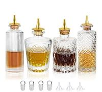 SuproBarware Bitters Bottle Lot de 4 tire-bouchons en verre pour cocktail Doré