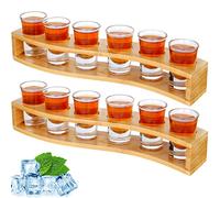 SuproBarware [Coffret cadeau] Lot de 12 verres à shot amusants en vrac avec support 30 ml Verre à shot en cristal transparent avec plateau de service organisateur pour liqueur, shot, tequila