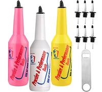 SuproBarware Flair Bottle Mix Color Lot de 3 shaker à cocktail - Bouteille d'entraînement Flair Barman - Bouteille d'exercice et de puissance 25 oz/750 ml (blanc, rose, jaune)