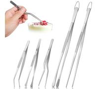 SuproBarware Lot de 12,7 à 30,5 cm et 16,3 cm, pinces de cuisine, pinces à pâtes, pinces fines et fines pour la cuisine, pince à épiler, pince à épiler, pince à épiler à barre, pince à épiler de chef,