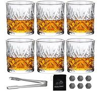 SuproBarware Lot de 6 verres à whisky vintage 300 ml en verre clear sans plomb pour bourbon, brandy, rhum, cocktail, barbier, maison, bar, fête