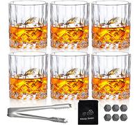 SuproBarware Lot de 6 verres à whisky vintage en cristal de 300 ml pour bourbon, brandy, rhum, cocktail, maison, bar, fête