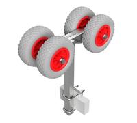 SUPROD 4 Fois Rouleaux Chariot de Mise à l'eau Aide à la Mise à l'eau remorque pour Bateau pneus en PU RKSPUR-4-PU, Ø 200 mm, Gris/Rouge