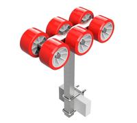 SUPROD 6 Fois Rouleaux Chariot de Mise à l'eau Aide à la Mise à l'eau remorque pour Bateau pneus TPU RKSRLX-6-TPU, Ø 120 mm, Rouge/Gris