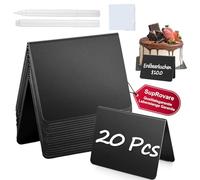 SupRovare 20 Pcs Tableau Noir Craie, Mini Ardoise 10 x 7.5cm, Avec 2 Stylos, Pour Boulangerie, Buffet, Mariage, Fêtes, Bar, Café
