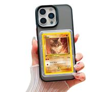 SUPRPETRIX Étui de téléphone pour iPhone avec affichage de cartes/photos - Chargeurs par le dessus et pochettes - Compatible avec cartes Pokémon, sport, une pièce, (noir, iPhone 16 Pro)