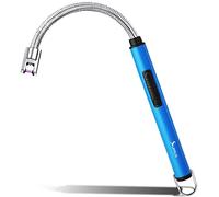 SUPRUS Allume-bougie électrique à arc électrique - Triple sécurité - Boîtier en acier inoxydable et crochet de suspension - Col flexible à 360° - Bleu