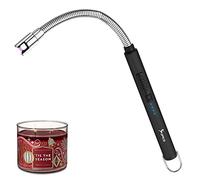 SUPRUS Allume-bougie, rechargeable, briquet à arc électrique, briquet de sécurité triple, boîtier en acier inoxydable et crochet de suspension avec cou flexible à 360° (Noir)