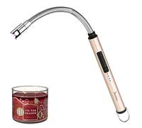 SUPRUS Allume-bougie rechargeable, briquet à arc électrique, triple briquet de sécurité, boîtier en acier inoxydable et crochet de suspension avec col flexible à 360° (or)