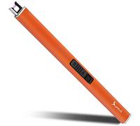 SUPRUS Briquet lumineux allume-cigare électrique avec arc électrique rechargeable par USB et verrou de sécurité Plasma sans flamme et coupe-vent pour allumer les bougies et griller (Orange)