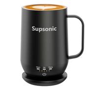 Supsonic - Tasse à café auto-chauffante de 473,6 g, tasse à café chauffante intelligente, chauffage plus rapide à contact direct jusqu'à 65 °C, ensemble de chauffe-tasses à café avec arrêt automatique