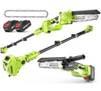 Supstable 2 en 1 Elagueuse sur Perche 8 Pouces & Mini Tronconneuse a Batterie 8000 mAh, Extension jusqu'à 4,8 m, Moteur Brushless 800W, Tronçonneuse Télescopique pour Branches et Jardin