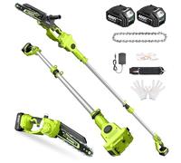 Supstable Élagueuse sur Perche 2-en-1 8 Pouces, Tronçonneuse Télescopique Sans Fil avec 2×4000mAh Batterie & Chargeur, Mini Tronçonneuse 800W avec Lubrification Automatique, Portée jusqu’à 4,8 m pour