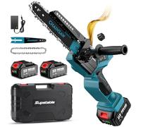 Supstable Mini Tronconneuse a Batterie 8 et 6 Pouces, 8000mAh Elagueuse Sans Fil pour Branches et Jardin, Système D'huile Automatique, Tension de Chaîne Sans Outil, 900W, Compatible avec Makita 18V
