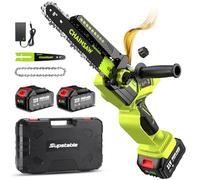 Supstable Mini Tronconneuse à Batterie 8 et 6 Pouces, Elagueuse Sans Fil pour Branches et Jardin, Système D'huile Automatique, Tension de Chaîne Sans Outil, 900W, Compatible avec Makita 18V