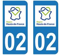 supstick 2 STICKERS AUTOCOLLANT PLAQUE IMMATRICULATION DEPT 02 Hauts de France