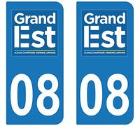 supstick 2 STICKERS AUTOCOLLANT PLAQUE IMMATRICULATION DEPT 08 region Grand EstF