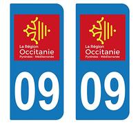 supstick 2 Stickers Autocollant Plaque IMMATRICULATION DEPT 09 région Occitanie