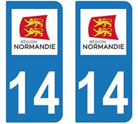 supstick 2 Stickers Autocollant Plaque IMMATRICULATION DEPT 14 Normandie