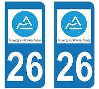 supstick 2 STICKERS AUTOCOLLANT PLAQUE IMMATRICULATION DEPT 26 Auvergne-Rhône-Alpes