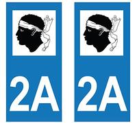 Supstick 2 Stickers Autocollant Plaque IMMATRICULATION DEPT 2A Corse Format rectangulaire