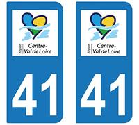 Supstick 2 Stickers Autocollant Plaque IMMATRICULATION DEPT 41 Region Centre-Val de Loire