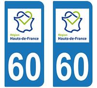 Supstick 2 Stickers Autocollant Plaque IMMATRICULATION DEPT 60 Hauts de France