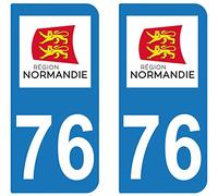 Supstick 2 Stickers Autocollant Plaque IMMATRICULATION DEPT 76 Normandie