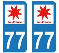 supstick 2 STICKERS AUTOCOLLANT PLAQUE IMMATRICULATION DEPT 77 Région île-de-France