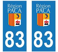 supstick 2 STICKERS AUTOCOLLANT PLAQUE IMMATRICULATION DEPT 83 Provence-Alpes-Côte d’Azur format rectangulaire