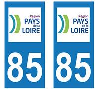 supstick 2 Stickers Autocollant Plaque IMMATRICULATION DEPT 85 Région Pays de la Loire Format rectangulaire