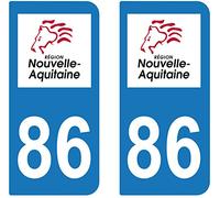 supstick 2 STICKERS AUTOCOLLANT PLAQUE IMMATRICULATION DEPT 86 Nouvelle-Aquitaine